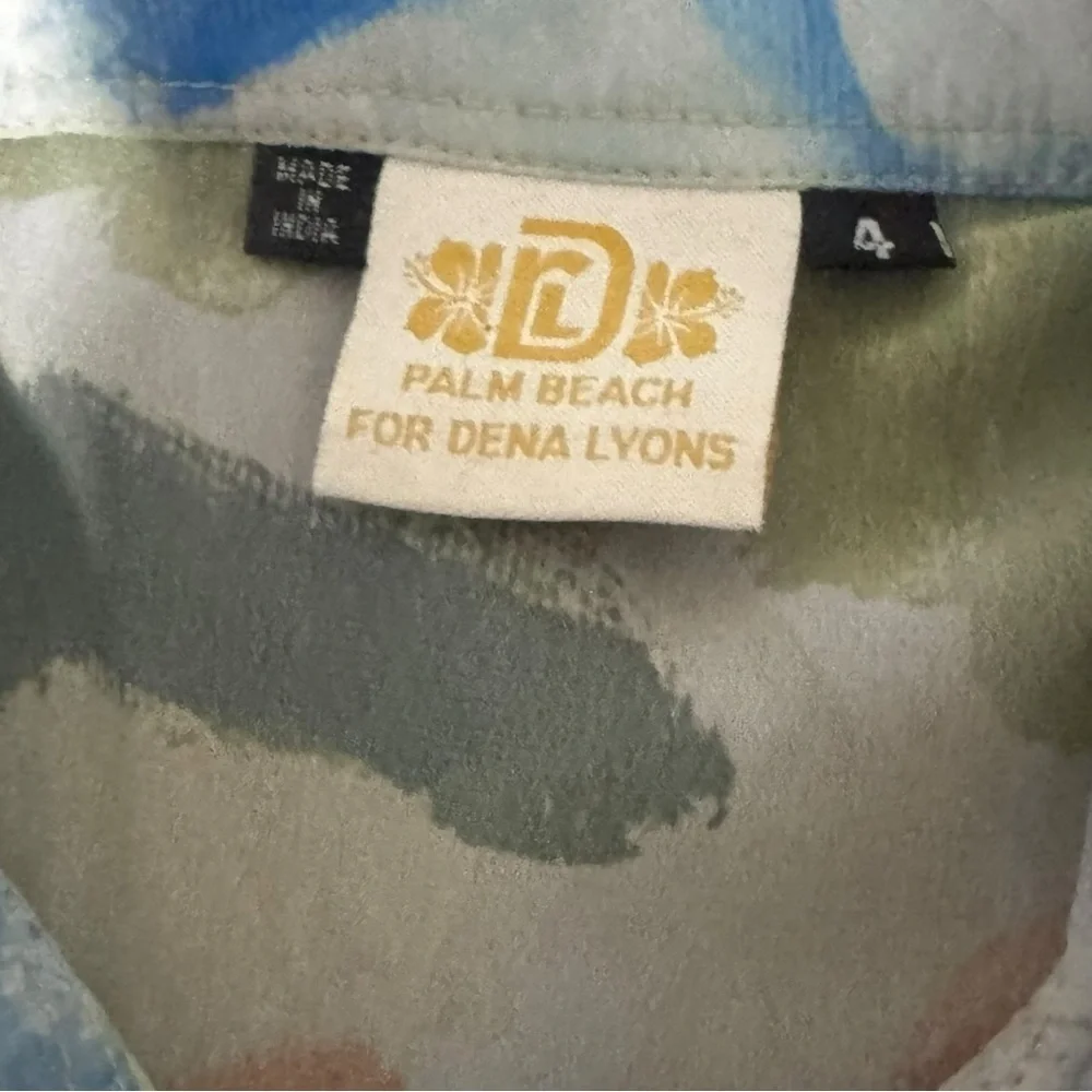 Dena Lyons NWOT Palm Beach Button Down Art brush strokes‎ long sleeve colorful 4